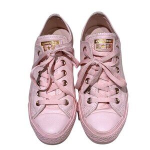 Converse Chuck Taylor All Star Low Pink Leather Rose Gold Accents Size 7